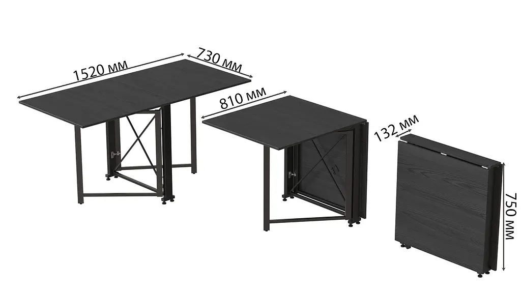 Стіл-книга трансформер Оріон 2 Ferrum-decor 750x1520x730 Чорний метал ДСП Сосна Кембра 16 мм (FRD-104585) - фото 5