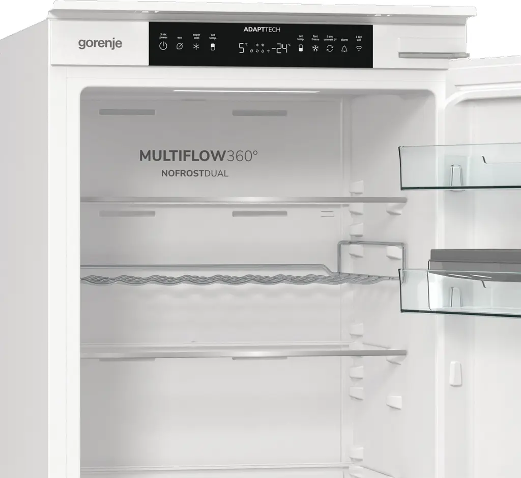Холодильник Gorenje вбудований з нижн. мороз., 177x69x55см, 2 двері, 252 (76) л, А +, NF +, Зона св-ті, Диспл, Wi-Fi, Білі - фото 8