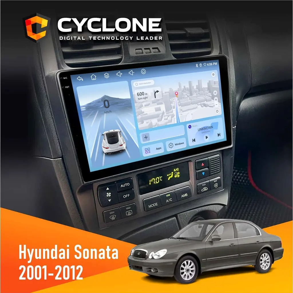 Штатна магнітола Hyundai Sonata (EF) 2001-2012 Cyclone C9-012 4x64, DSP, 4G Cyclone (НФ-00007882)