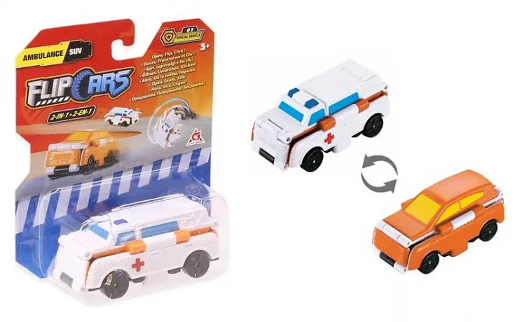 Машинка-трансформер Flip Cars Швидка допомога і Позашляховик, 2 в 1, 8 см (EU463875-06) - фото 2