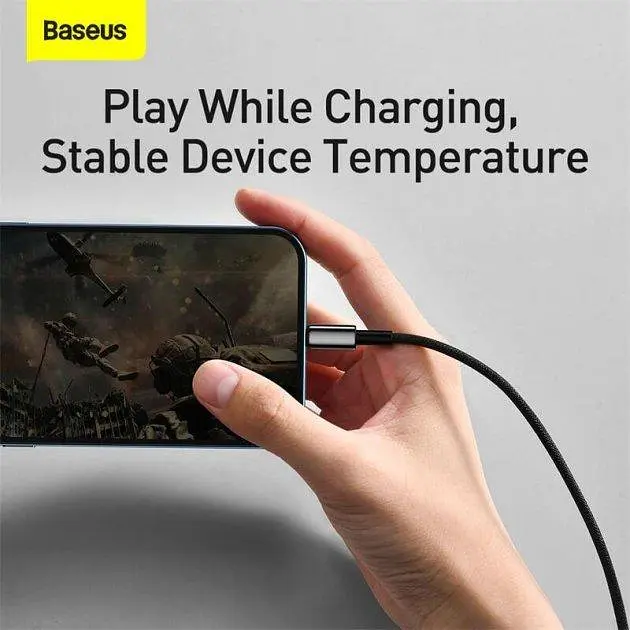 Кабель Baseus Tungsten Gold Fast Charging Cable USB to Lightning 2.4A 1m CALWJ-01 Black - фото 6