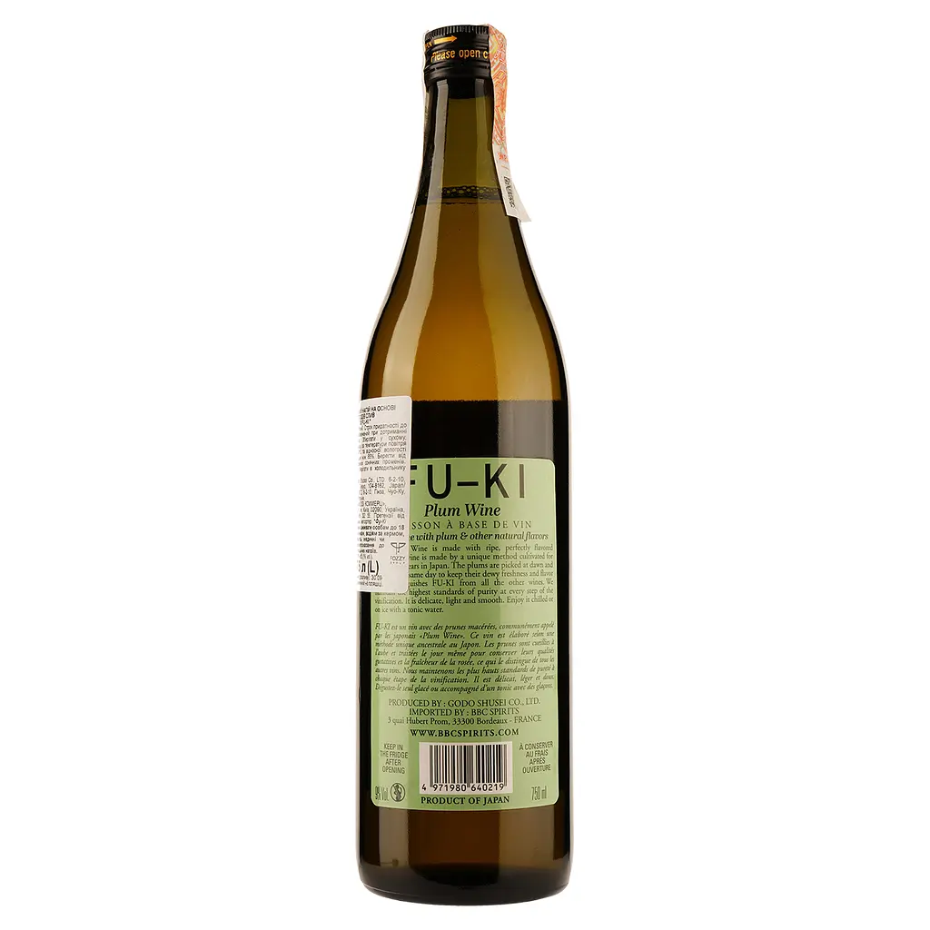 Вино Fu-Ki Plum сливовое, белое, сладкое, 9%, 0.75 л - фото 2