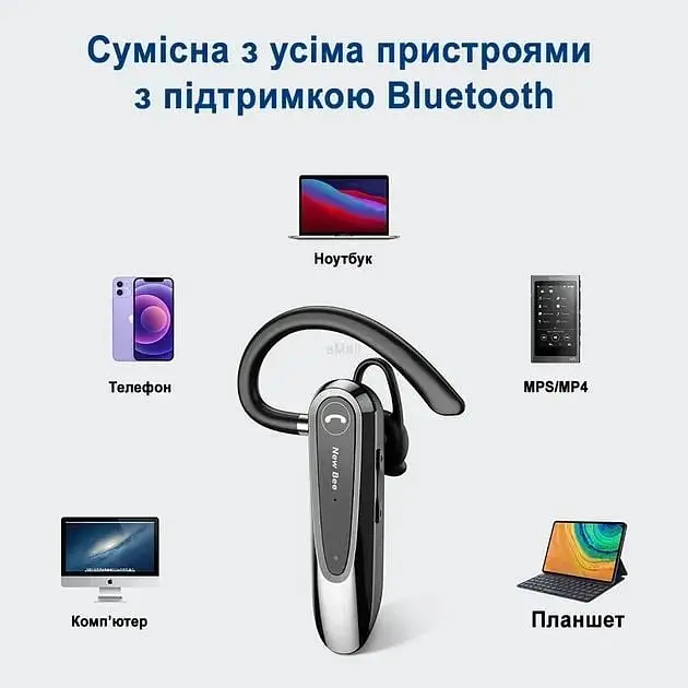 Гарнитура Bluetooth New Bee LC-B45 Gold + чехол - фото 2
