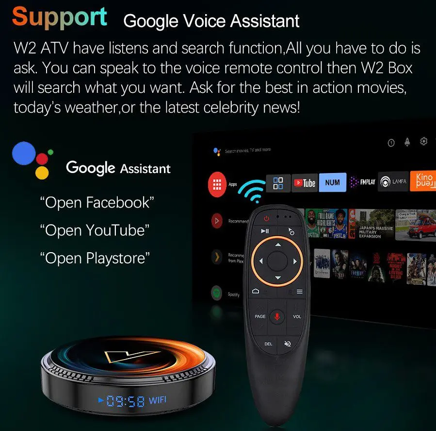 Смарт-ТВ-приставка Android SmartTV Box Vontar W2 ATV 4/32Gb Голос 4K HDR - фото 4