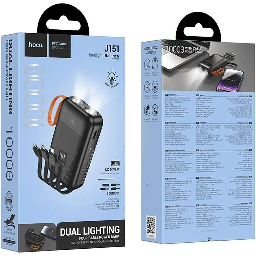 Зовнішній акумулятор Hoco J151 Spirit 10000mAh 10W Black [150667] - фото 4