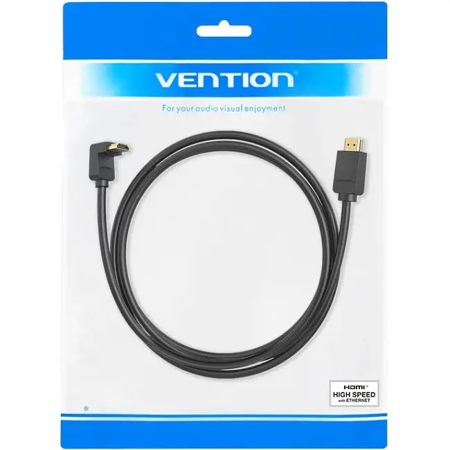 Кабель HDMI M-M, 3.0 м, V2.0, 4K 60Гц, кут 270 °, PVC, чорний Vention - фото 4
