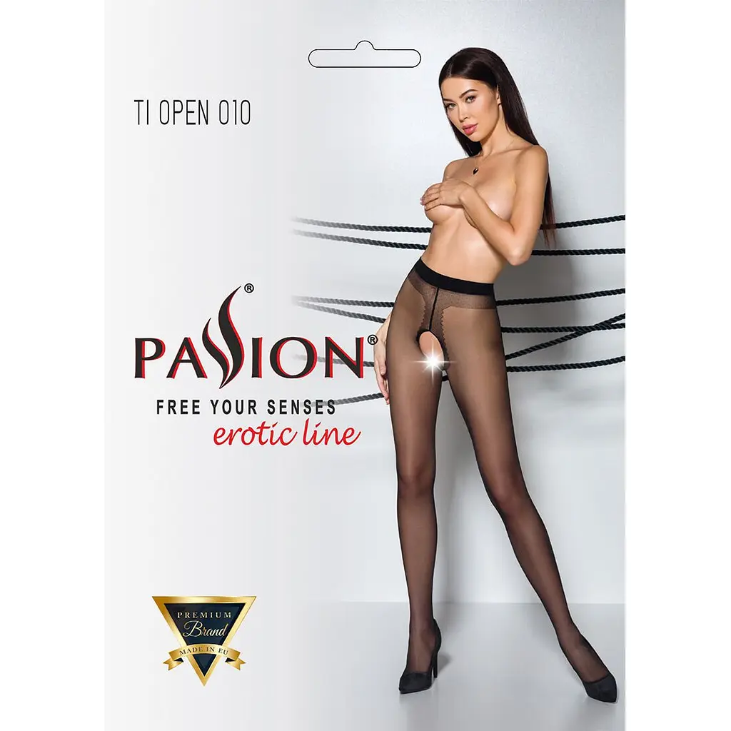 Колготки з відкритим доступом, контрастна лінія Passion TIOPEN 010 3/4 (20 den), black - фото 5