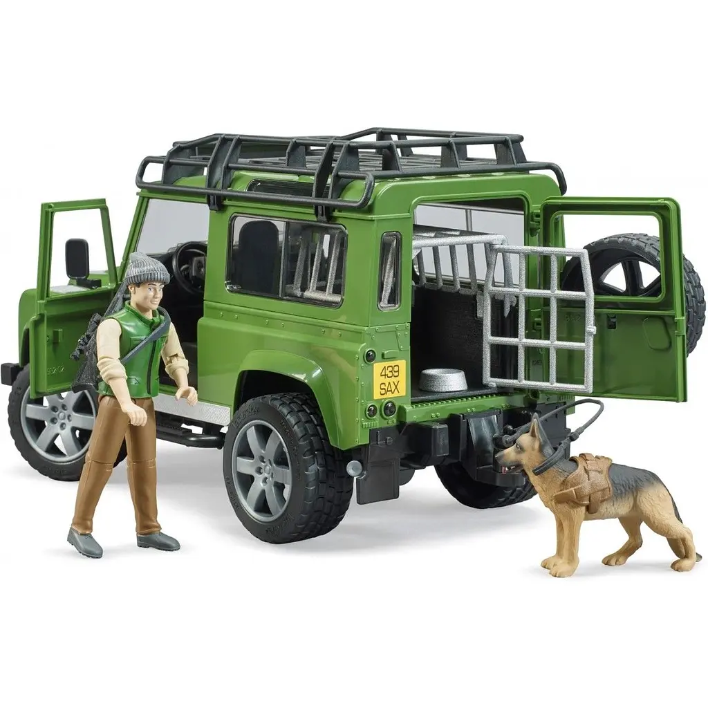 Набір іграшковий Bruder Автомобіль Land Rover Defender з фігуркою лісника та собаки (02587) - фото 2