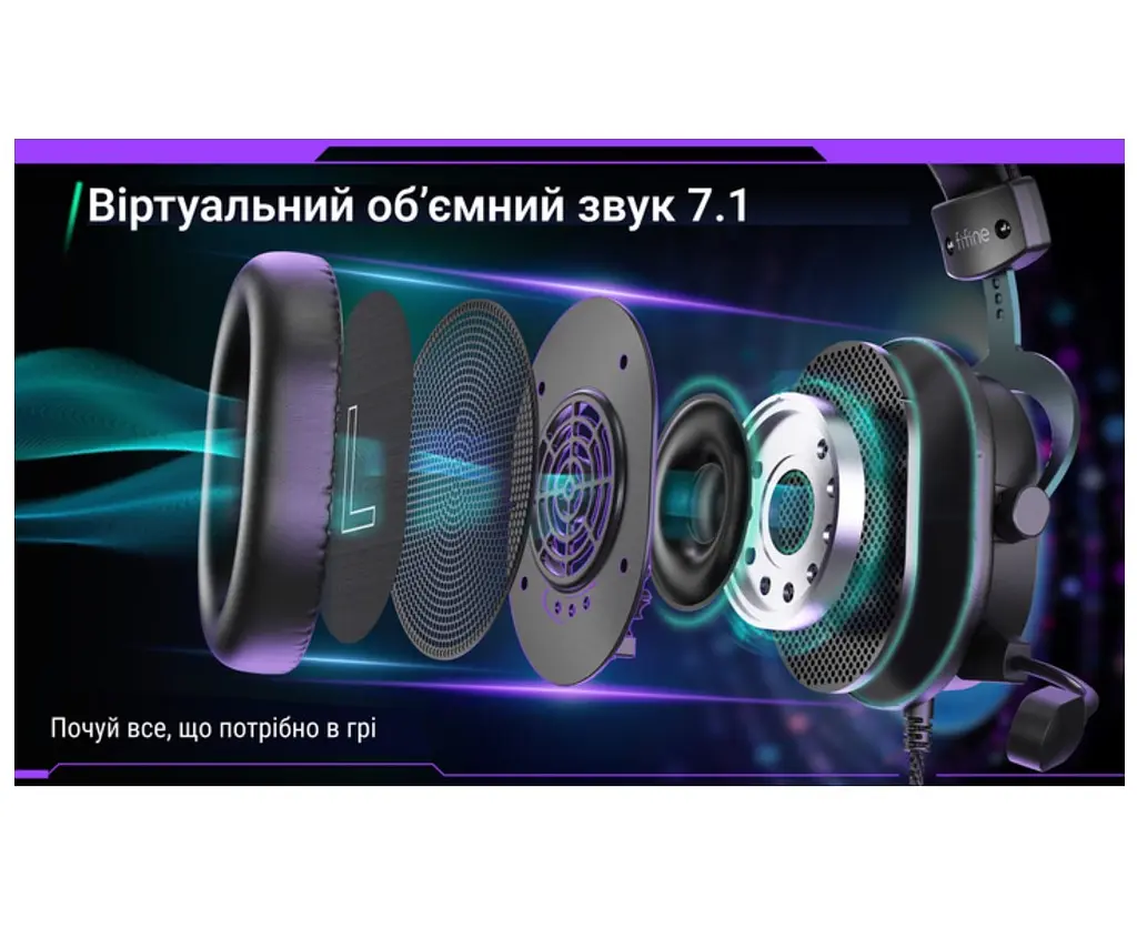 Ігрові навушники з мікрофоном Fifine H-9B USB 7.1 Black - фото 13