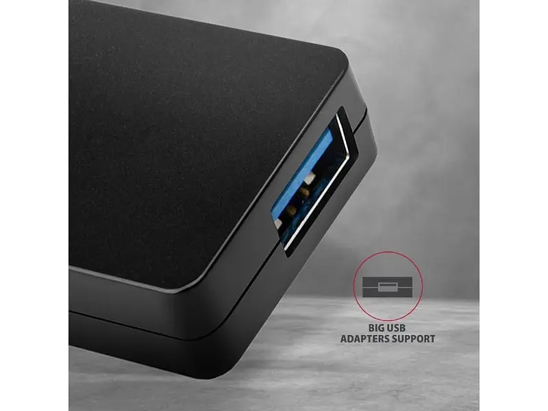 Мультипортовий адаптер AXAGON SuperSpeed Slim USB-A Black (HUE-G1A) - фото 6