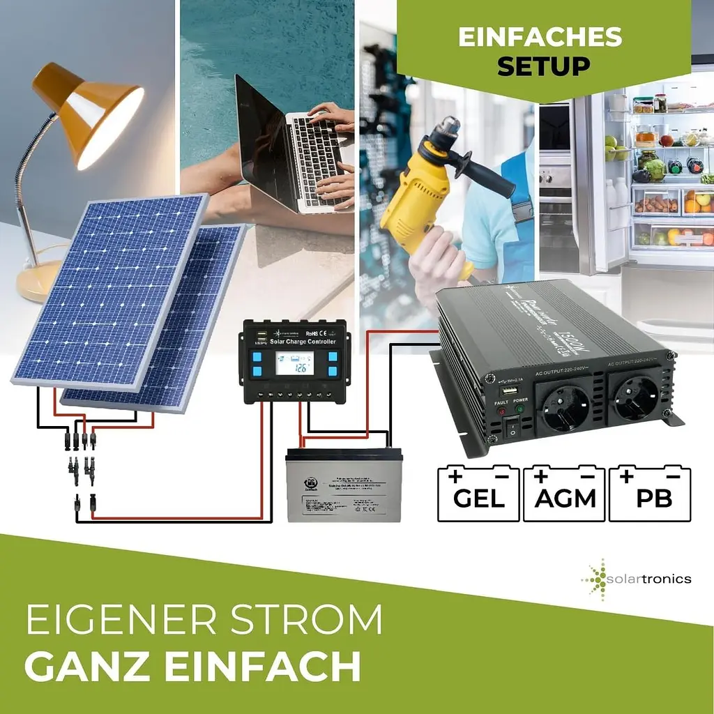 Інвертор Solartronics 24V–230V 1500 Вт з 2 розетками та USB, модифікована синусоїда - фото 4