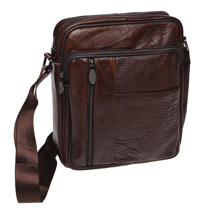 Чоловіча сумка Borsa Leather K18450 23x20x6 см Коричневий (10843)