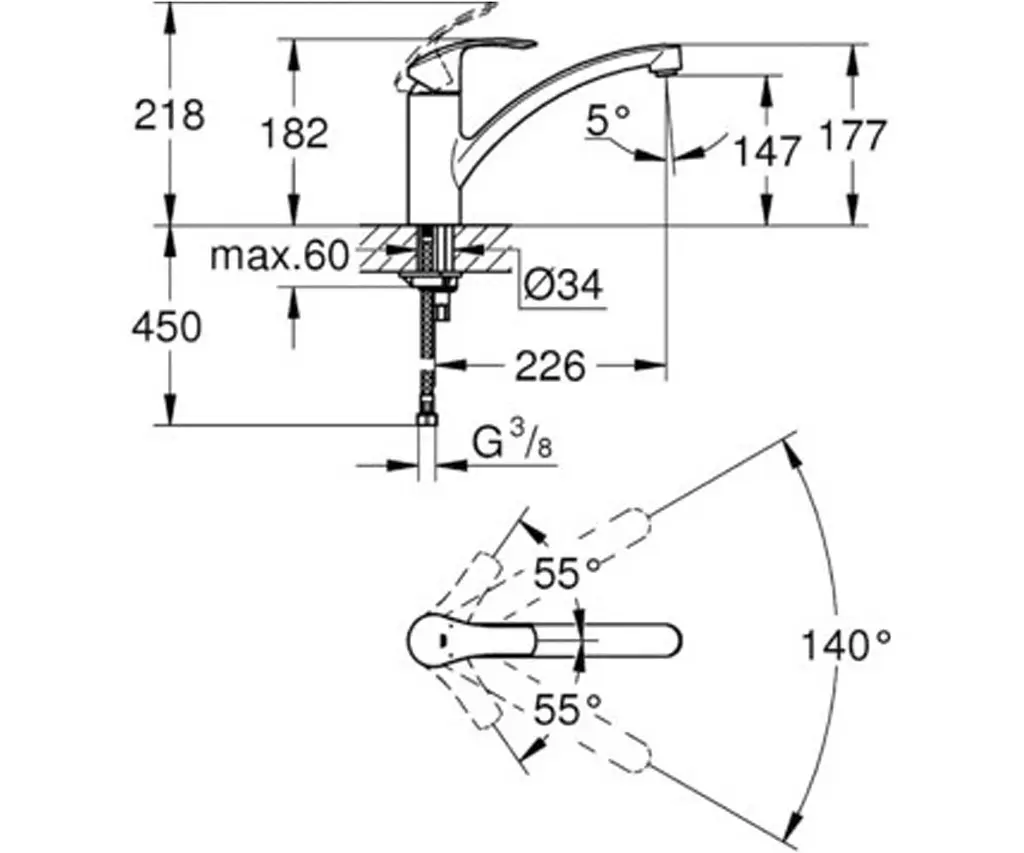 Змішувач для кухні Grohe Eurosmart 33281002, Хром - фото 2