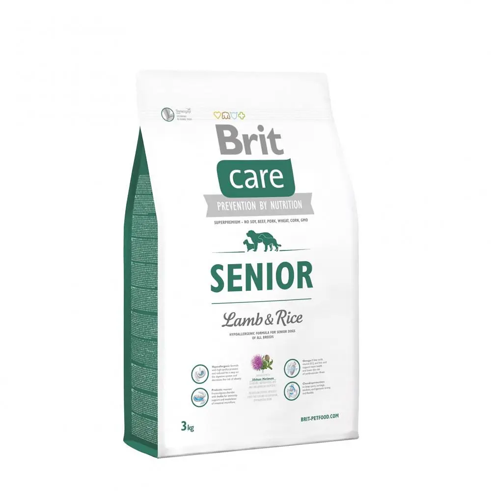 Сухий корм для літніх собак усіх порід Brit Care Senior Lamb & Rice 3 кг (ягнятина та рис) - фото 2