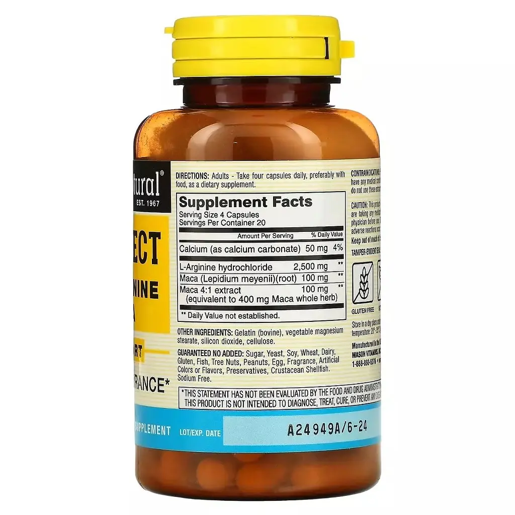 Підтримка чоловічої сили з L-аргініном та макою Mason Natural Vein Erect with L-Arginine & Maca 80 капсул - фото 2
