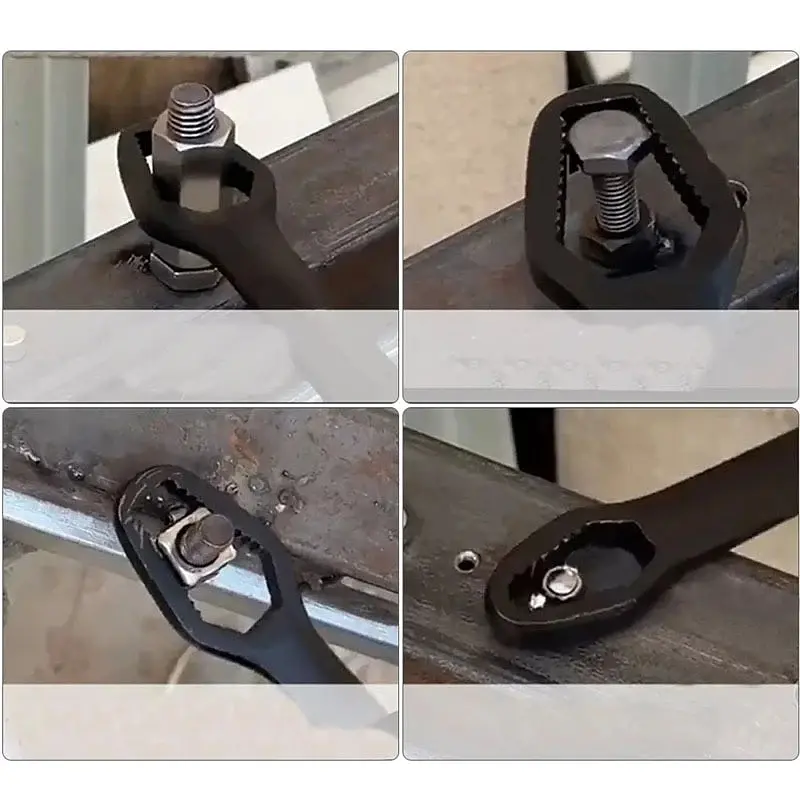 Універсальний подвійний накидний гайковий ключ Semi Wrench 3-17 мм, Black - фото 6