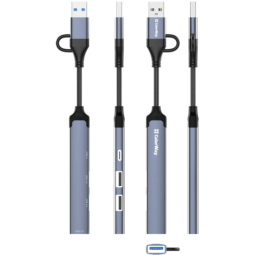 Хаб USB СolorWay USB-A/USB-C 4-в-1 USB2.0х2/USB3.0/USB-C2.0 - фото 5