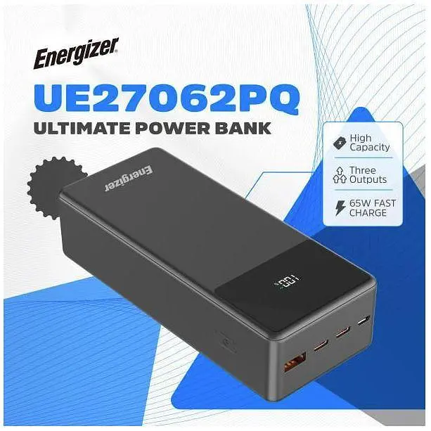 Зовнішній акумулятор Energizer 27000mAh 65W PD QC3.0 LCD display UE27062PQ - фото 7