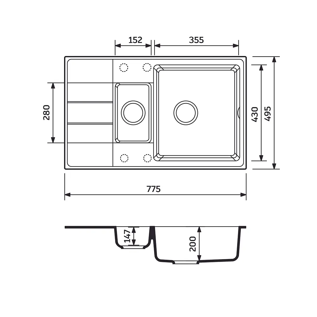 Кухонная мойка Adamant Anila Plus 775x495x200 Бежевый avena 100001399, Бежевый - фото 2