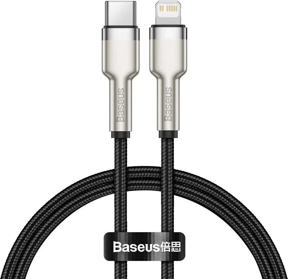 Кабель Baseus Cafule Series Metal Cable Type-C to iP PD 20W 0.25m black (CATLJK-01) - фото 5