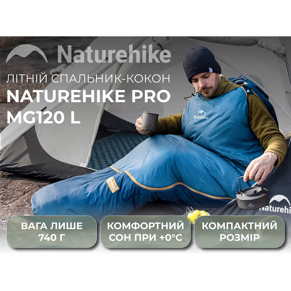 Спальник Naturehike Pro MG120 CNK2550WS044, p-p L, блакитний - фото 4