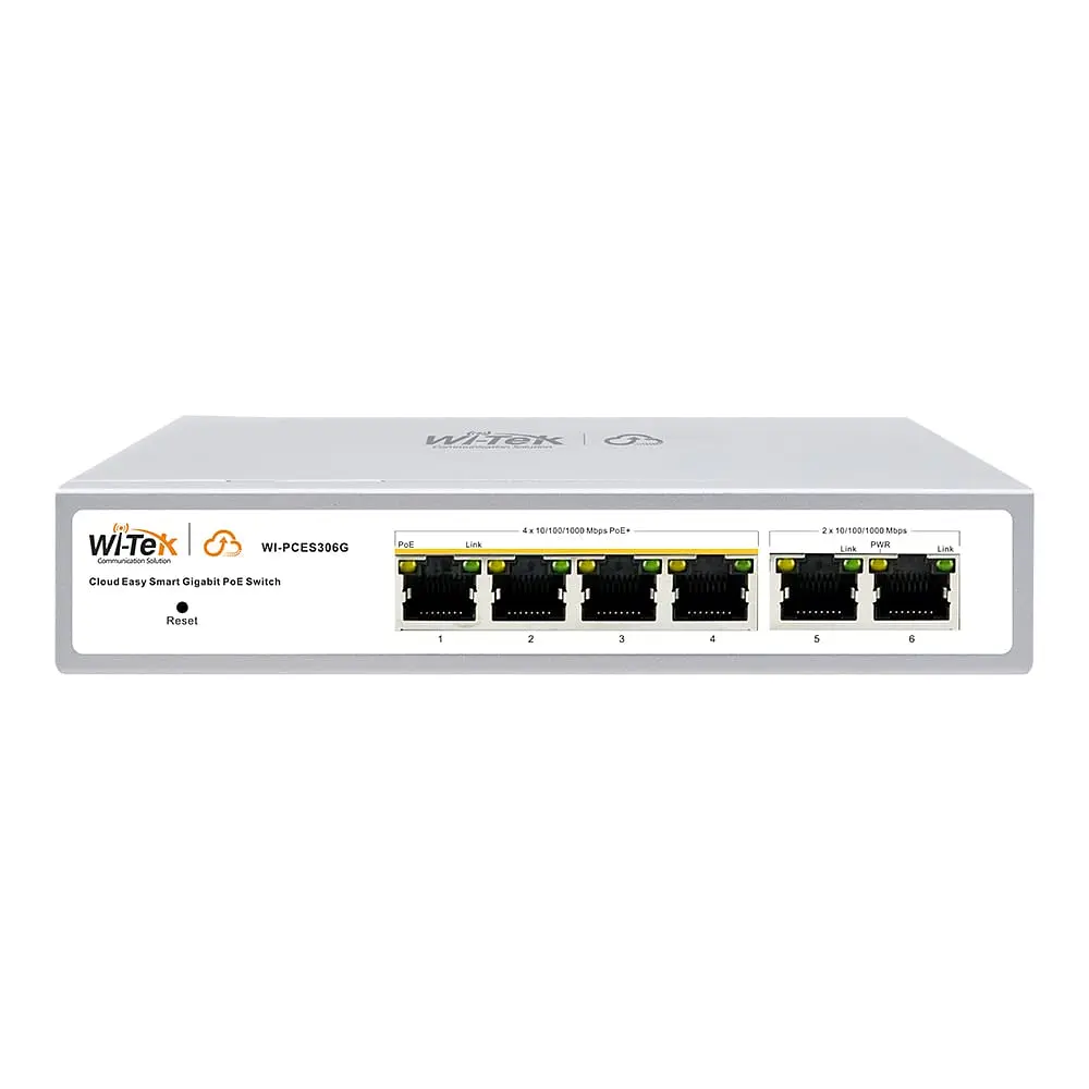 PoE-комутатор 6-портовий керований Wi-Tek WI-PCES306G V2 гігабітний, 4x1000Mbps PoE+, 2x1000Mbps Uplink, 60W, Cloud, ONVIF (73-00251) - фото 2