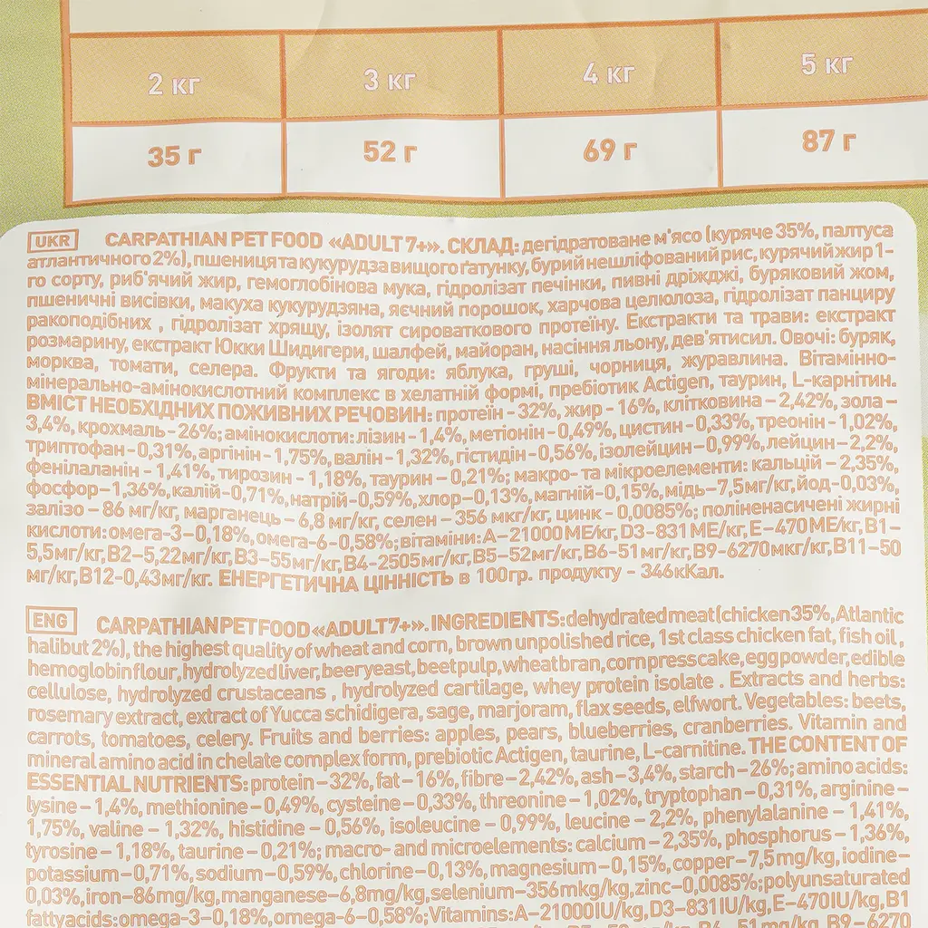 Сухий корм для літніх котів від 7 років Carpathian Pet Food Adult з куркою та атлантичним палтусом, 1,5 кг - фото 3