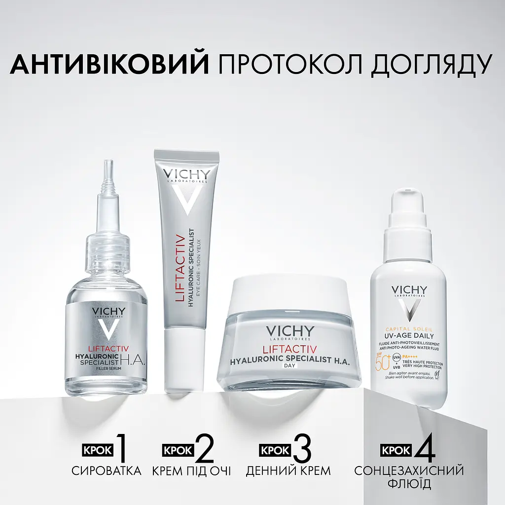 Антивікова сироватка з гіалуроновою кислотою Vichy Liftactiv Supreme HA Epidermic Filler для скорочення зморшок та відновлення пружності шкіри 30 мл (MB271100) - фото 5