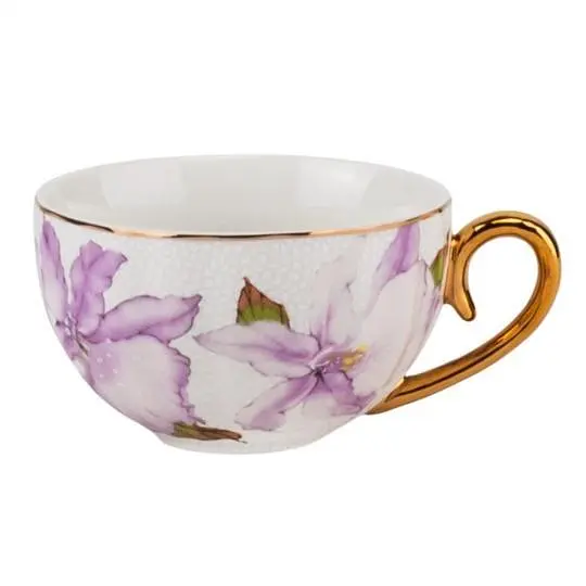 Чашка з блюдцем Elisey Ceramic Grace білий з фіолетовим 200 мл (9217-011) - фото 3