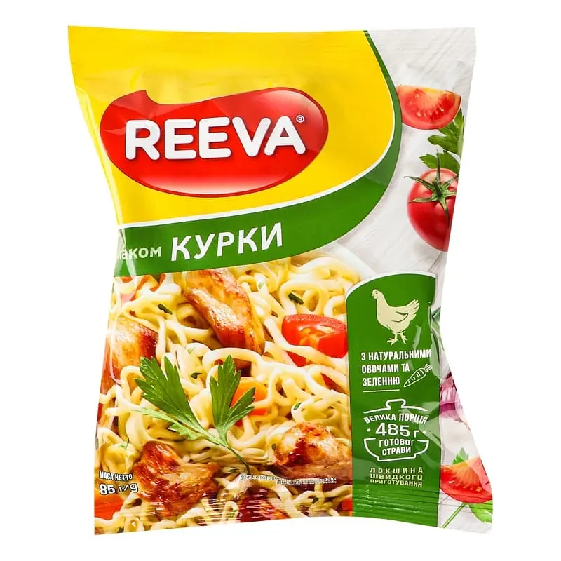 Набір: вермішель Reeva швидкого приготування зі смаком курки 60 г + зі смаком грибів 60 г +  зі смаком курки 85 г  - фото 4