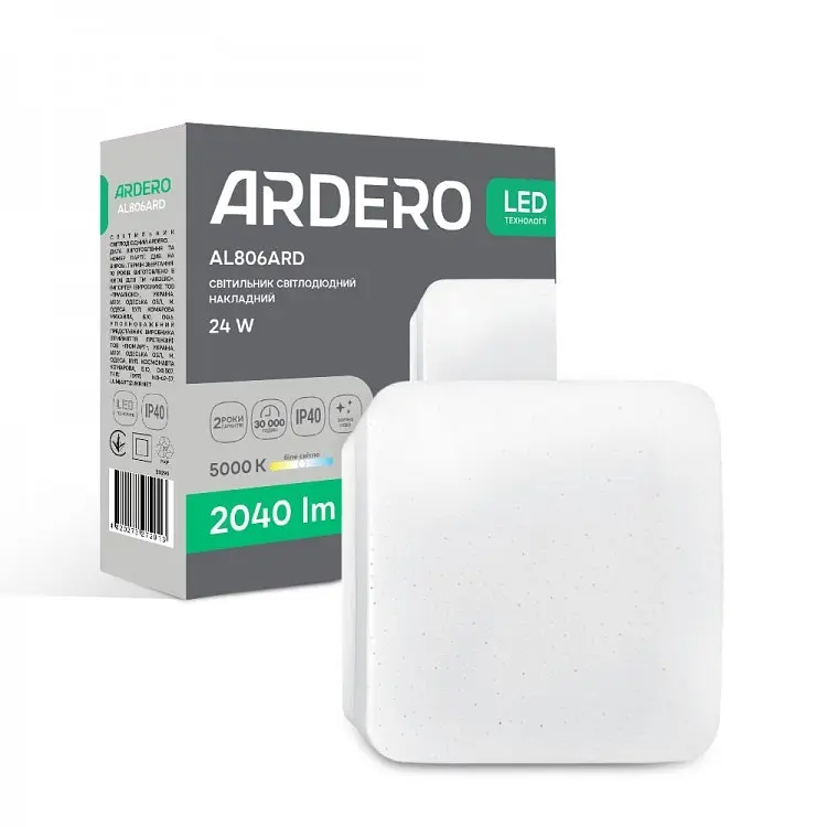 Свiтильник свiтлодiодний Ardero AL806ARD накладний 24W 5000K (80299) - фото 2