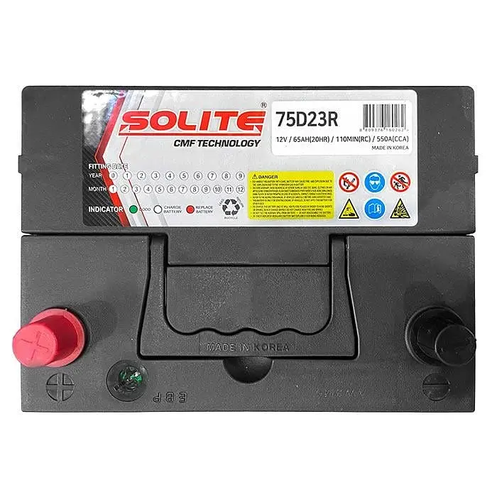 Аккумулятор Solite 6СТ-65Ah 75D23R ASIA (+/-) 550CCA 232 x 175 x 225 мм - фото 4