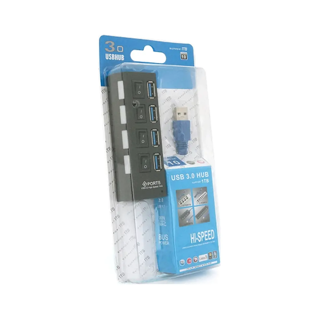 Концентратор Voltronic USB 3.0 to 4xUSB with switches (YT-3H4S/1TB) - фото 2