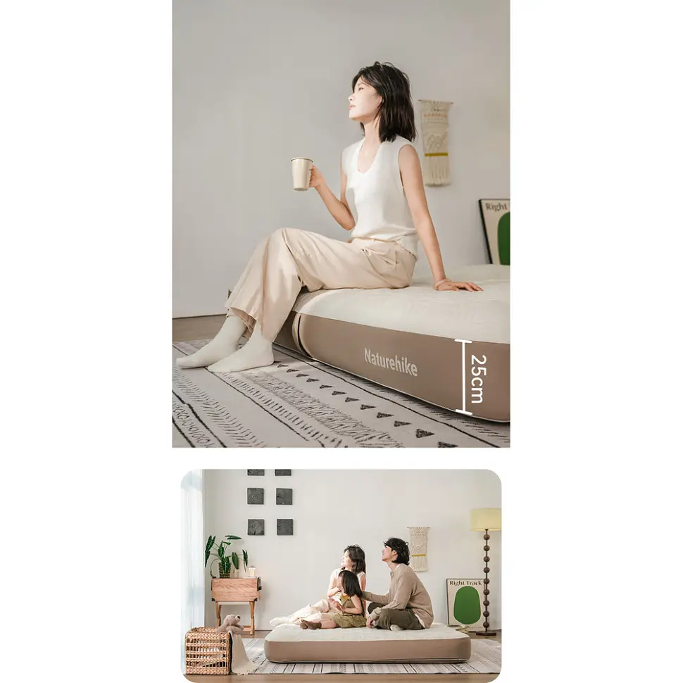 Матрас надувной двухместный Naturehike CNK2450WS023, 250 мм, бело-коричневый. - фото 2