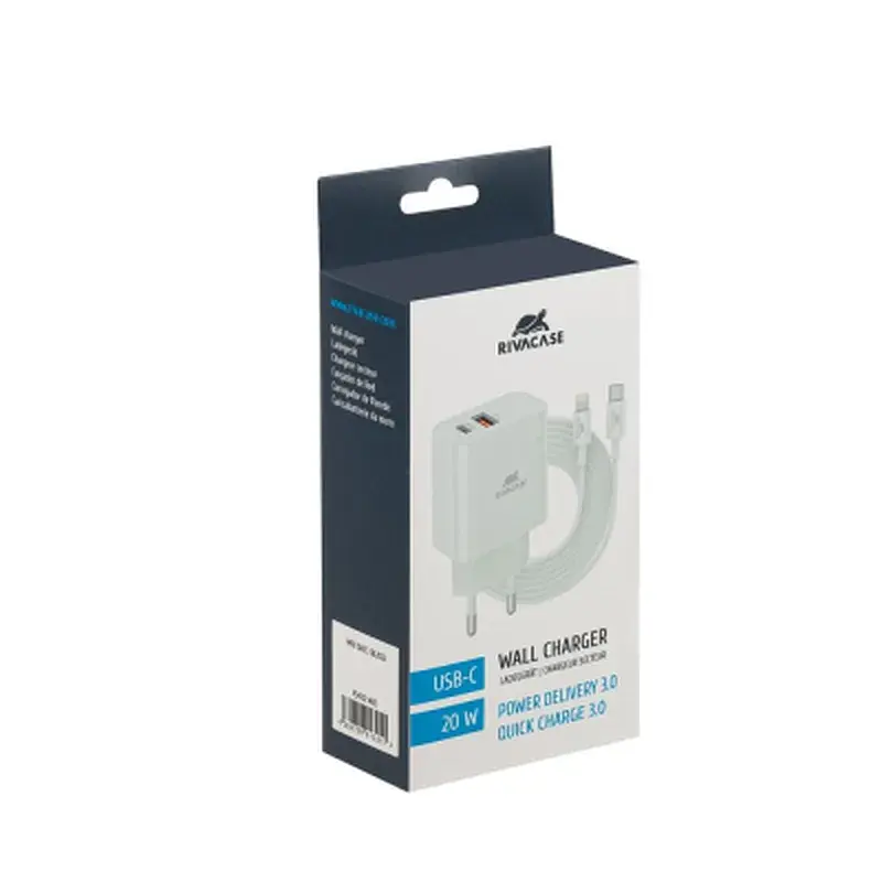 Зарядний пристрій RivaCase 2хUSB-А + Type-C PD 20W+QC3.0 кабель Type-C-Lighting white (PS4102 WD5 (White)) - фото 2