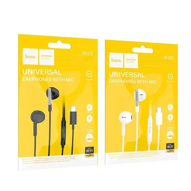 Дротові навушники Hoco M123 Glory, універсальні цифрові earphones with microphone, Type-C, 1.2m, black - фото 4