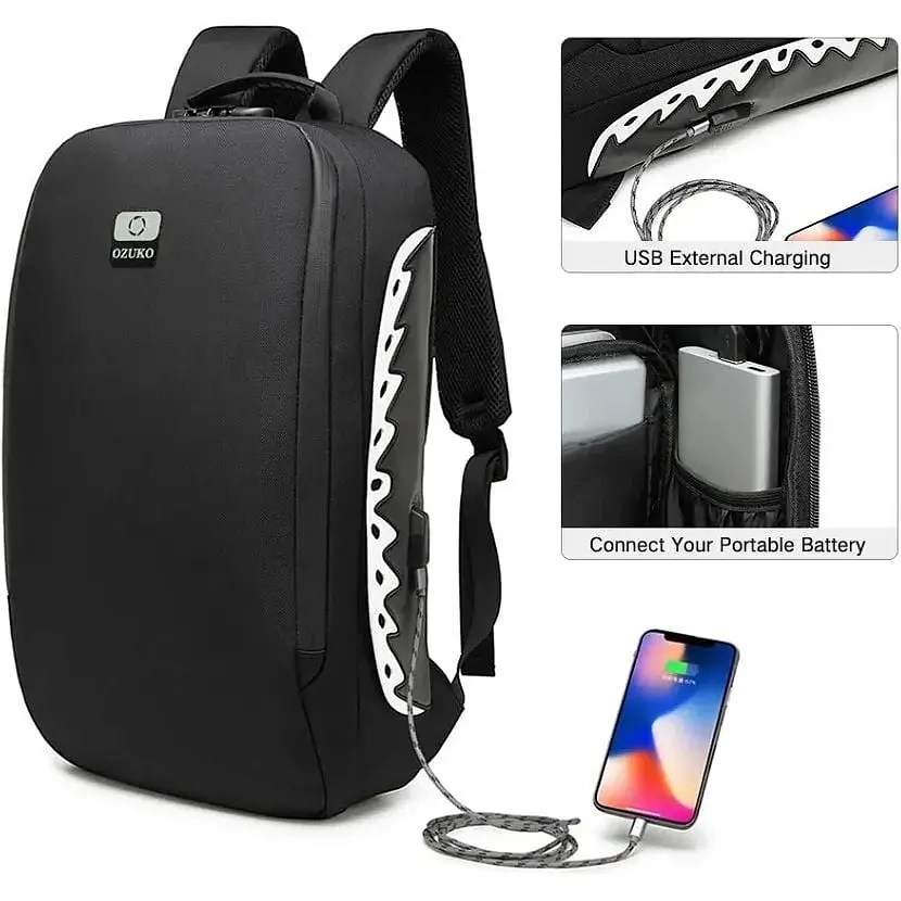 Міський рюкзак Ozuko 9282 з кодовим замком 48x12x28 см Чорний - фото 6