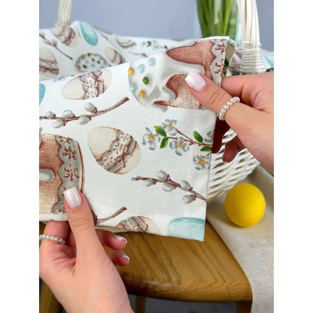 Пасхальное полотенце водоотталкивающее для корзины Пасхальная пасочка 70х40 см Голубой - фото 2