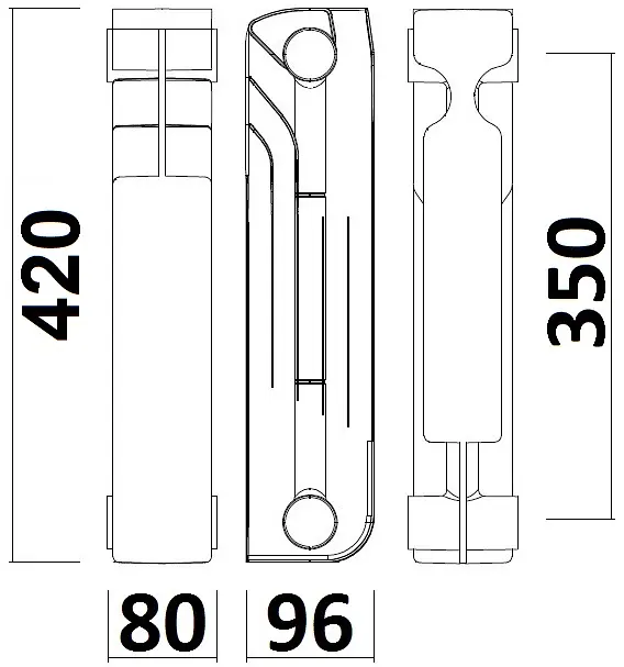 Радиатор биметаллический секционный Queen Therm 350/96 (21821) - фото 3