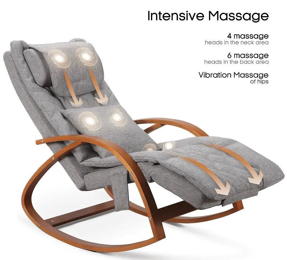 Масажер - крісло-гойдалка NAIPO Massage Rocking Chair для спіни з підігрівом, вібрацією та додатковою функцією масажу Шиатцу; - фото 2