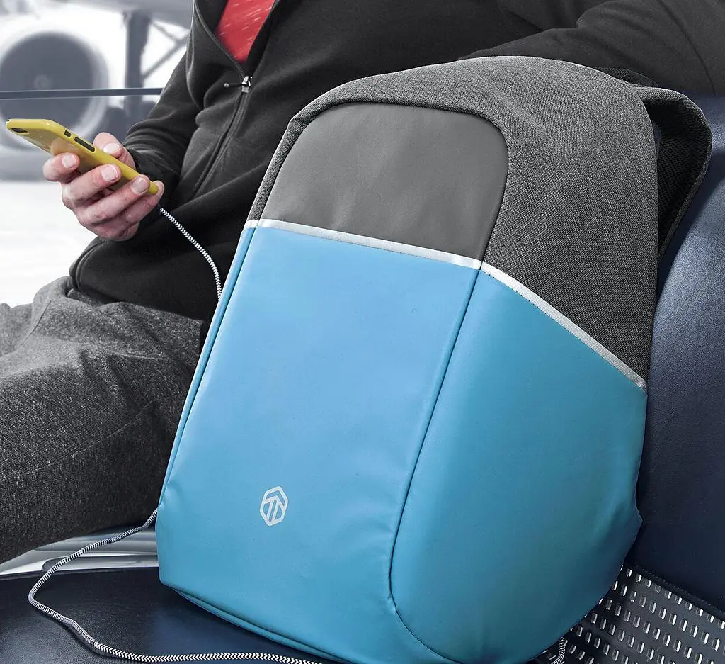 Рюкзак антизлодій з Rfid Topmove IAN352250 12L Сірий з блакитним - фото 4