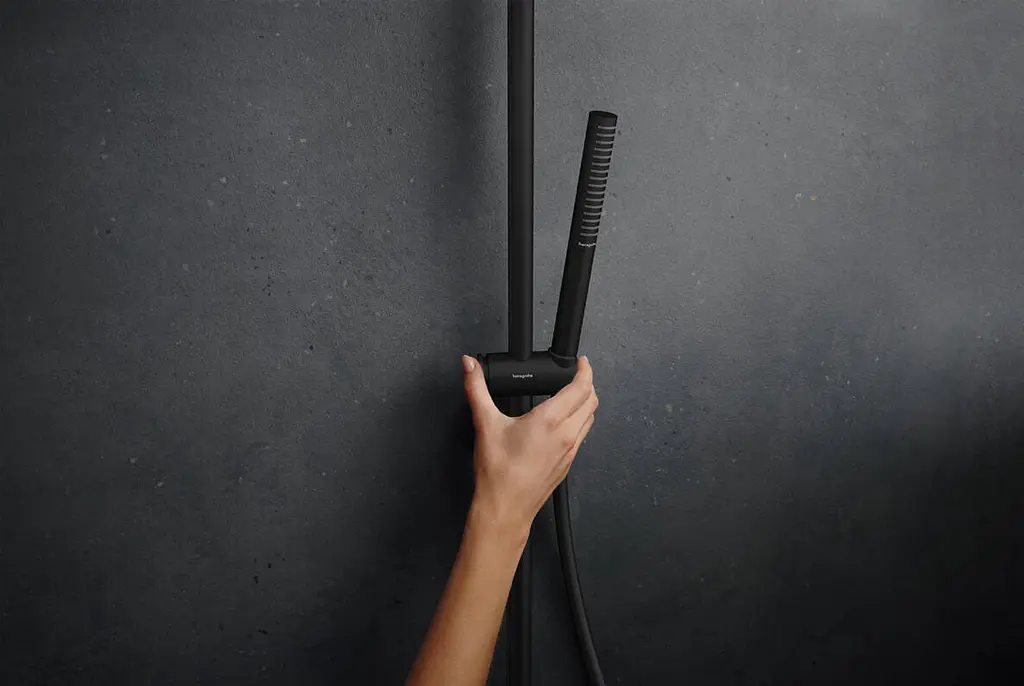 Душова система з термостатом Hansgrohe Pulsify S Puro Showerpipe 260 1jet EcoSmart matt black 24223670 - фото 3