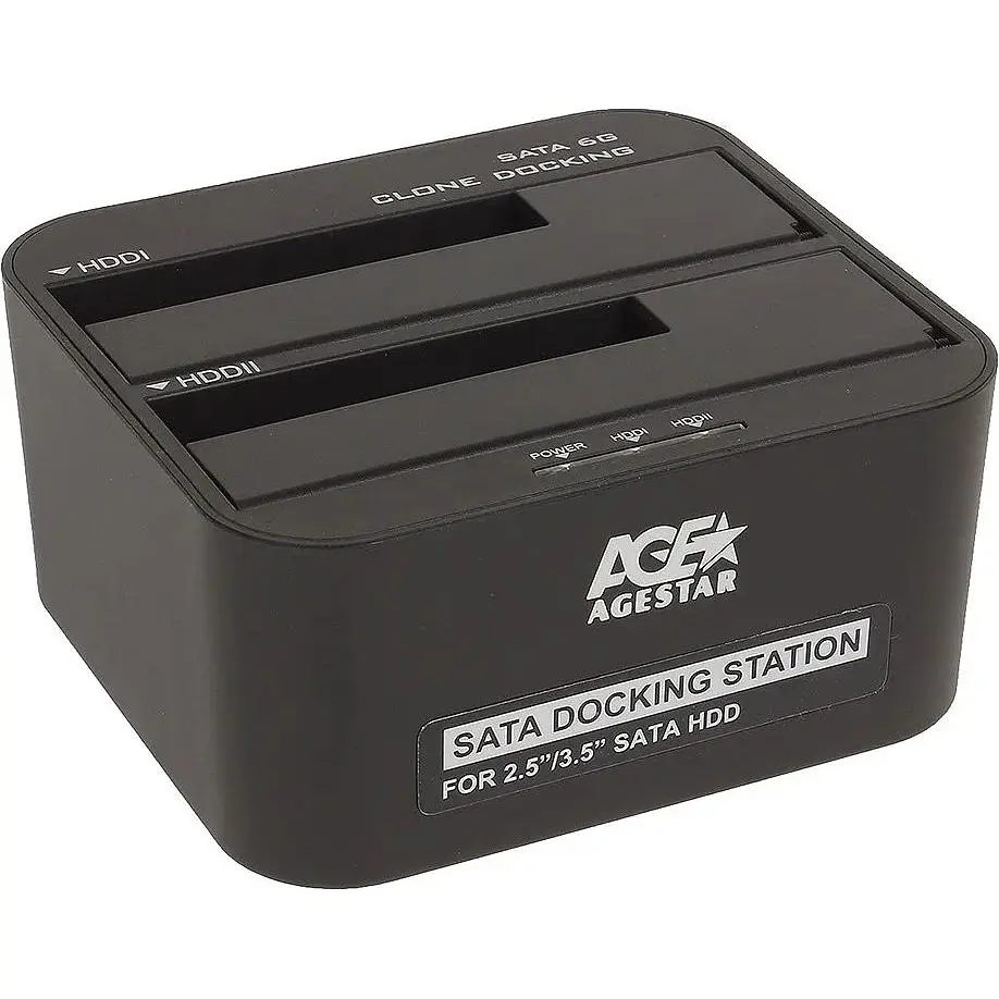 Док-станція AgeStar 3UBT6 для 2xHDD/SSD 2.5"/3.5" SATA USB 3.0 black (3UBT6-6G) - фото 2