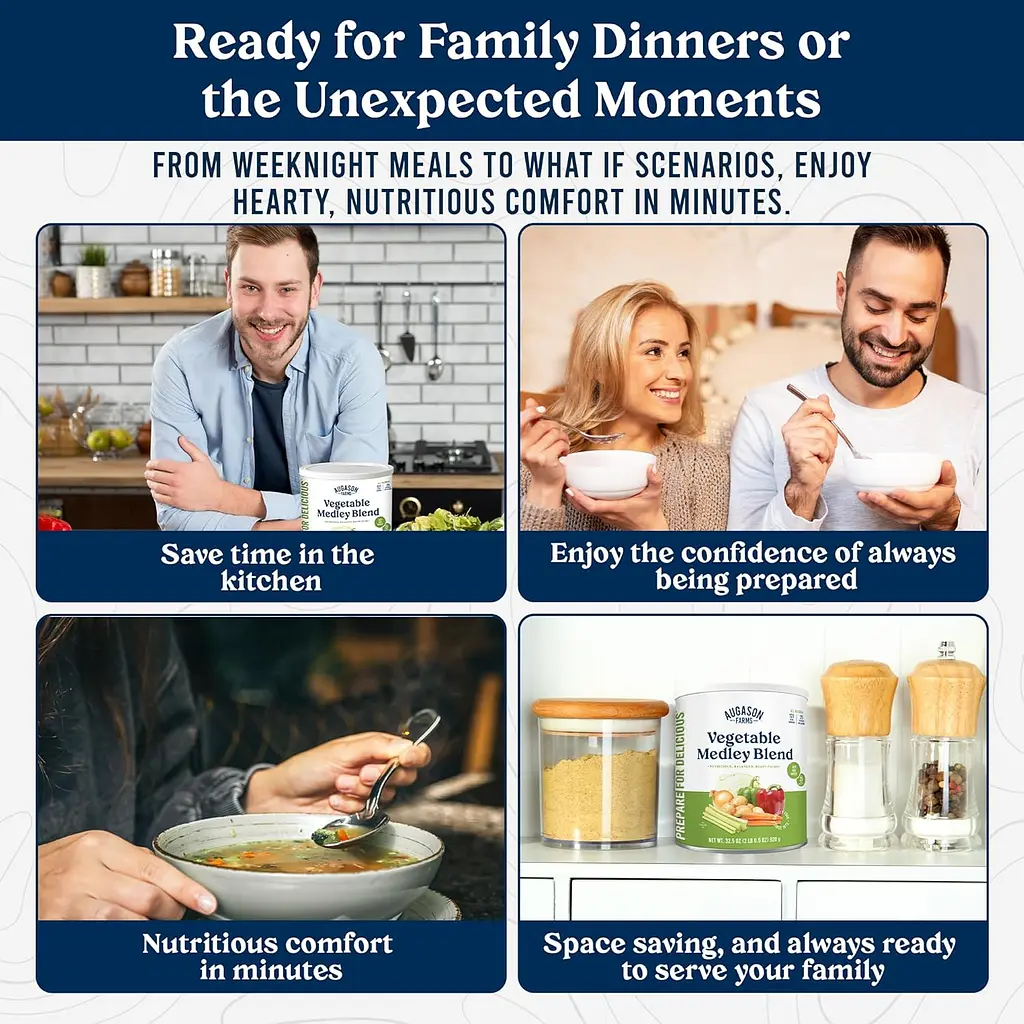 Сублімована суміш тушкованих овочів Augason farms, 131 порція, 25 років термін зберігання (101215) - фото 6