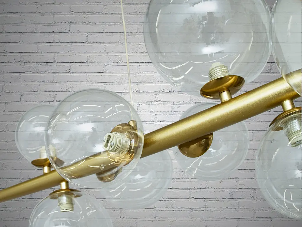Стельова люстра LED Diasha 1947-10G Loft, 10 плафонів, 10W, 3000K, метал, скло, сучасний стиль для дому - фото 3