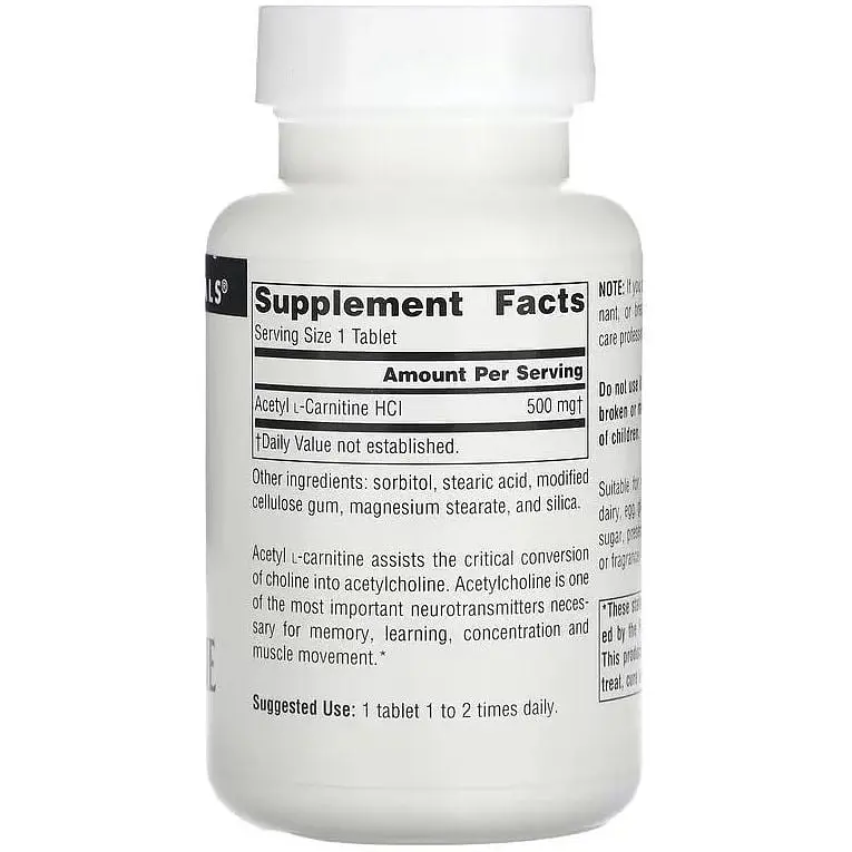 Жироспалювач Source Naturals Acetyl L-Carnitine 500 мг 60 таблеток - фото 2