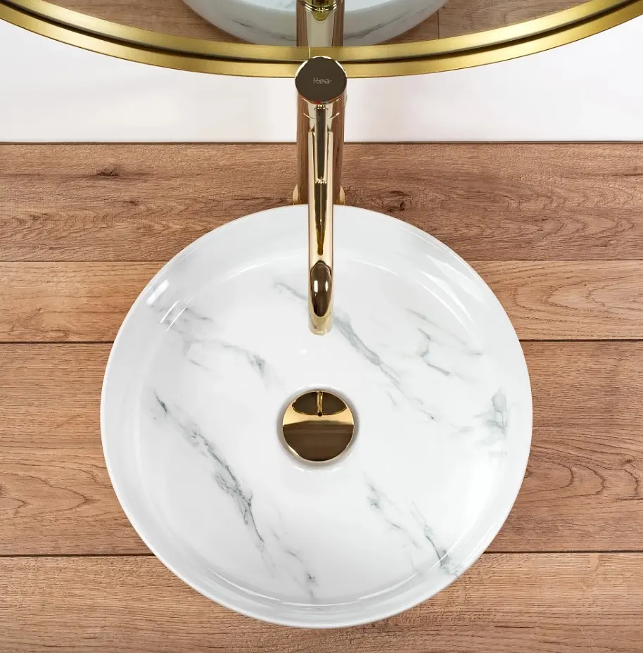 Умивальник Rea Sami 35,5x35,5 nature marble (REA-U6606), Глянцева - фото 3