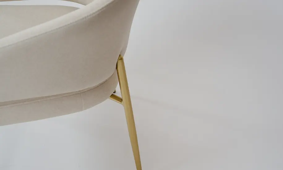 Стілець Мальта тканина айворі метал золоті ніжки - фото 9