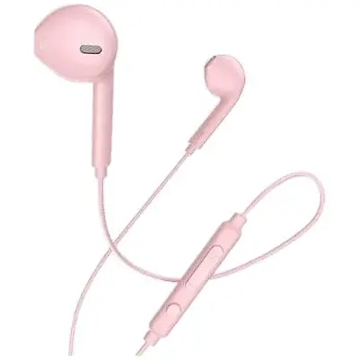 Пластикові навушники Hoco M55 у форм-факторі Apple EarPods рожеві 6957531099925 - фото 4