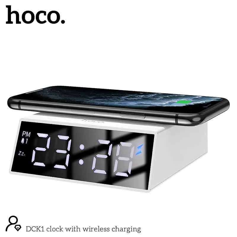 Настільний LED смарт-годинник with Qi Charger HOCO DCK1 + Alarm Watch 10 W - фото 3